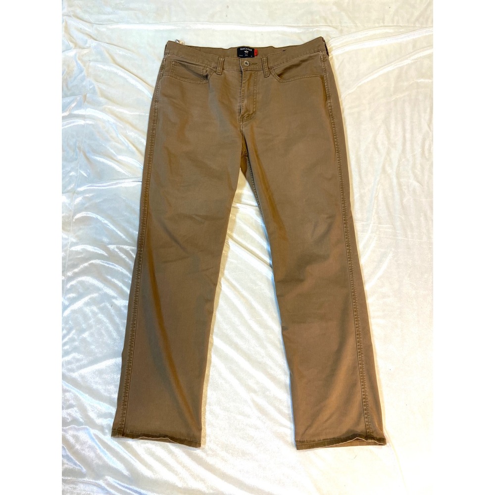 Dockers‎ All Seasons Tech Mens Straight Leg Pants Tan Khaki 34 Water Less